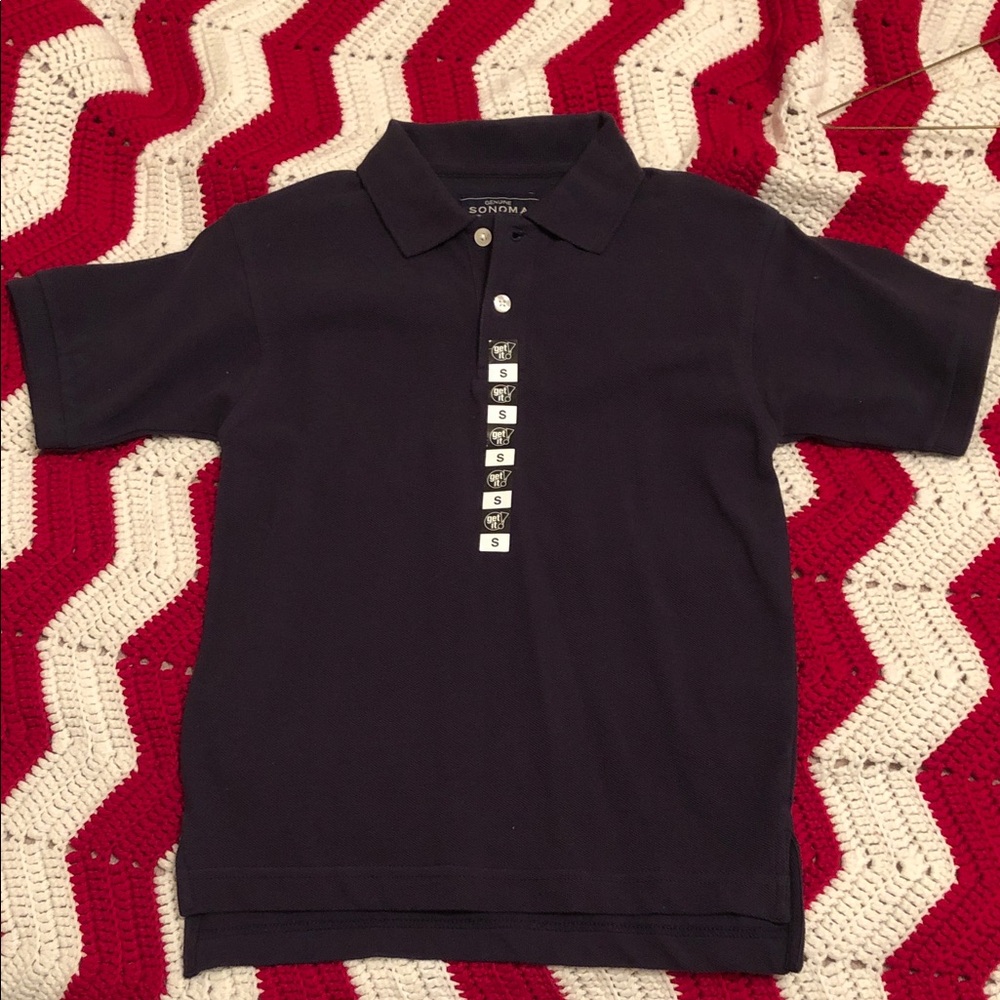 Sonoma navy blue boys cotton uniform Polo Shirt size small NWT